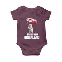 I Stand With Greenland Baby Onesie Cute Polar Bear Holding Flag Political Support