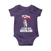 I Stand With Greenland Baby Onesie Cute Polar Bear Holding Flag Political Support