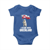 I Stand With Greenland Baby Onesie Cute Polar Bear Holding Flag Political Support