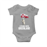 I Stand With Greenland Baby Onesie Cute Polar Bear Holding Flag Political Support