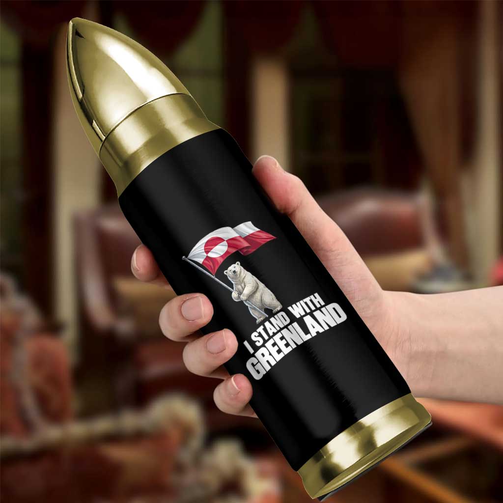 I Stand With Greenland Bullet Tumbler Cute Polar Bear Holding Flag Political Support