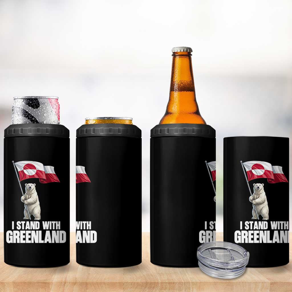 I Stand With Greenland 4 in 1 Can Cooler Tumbler Cute Polar Bear Holding Flag Political Support