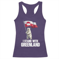 I Stand With Greenland Racerback Tank Top Cute Polar Bear Holding Flag Political Support