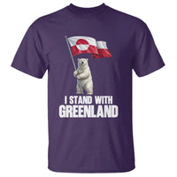 I Stand With Greenland T Shirt Cute Polar Bear Holding Flag Political Support