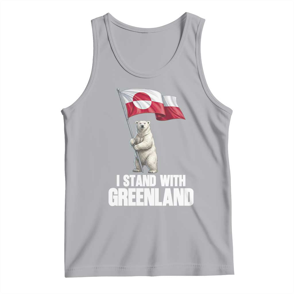 I Stand With Greenland Tank Top Cute Polar Bear Holding Flag Political Support