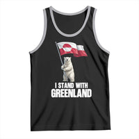 I Stand With Greenland Tank Top Cute Polar Bear Holding Flag Political Support