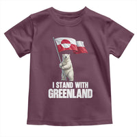 I Stand With Greenland Toddler T Shirt Cute Polar Bear Holding Flag Political Support