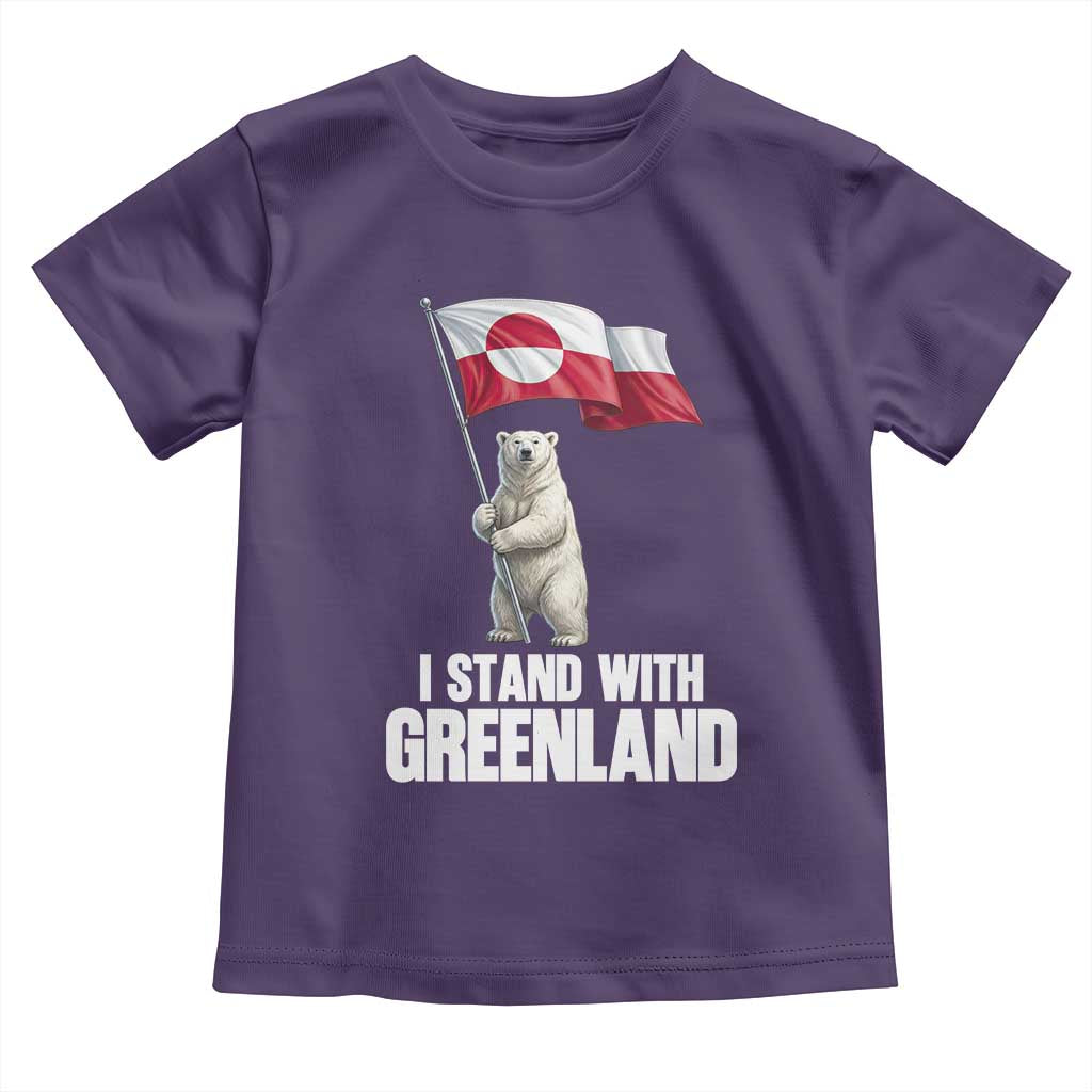 I Stand With Greenland Toddler T Shirt Cute Polar Bear Holding Flag Political Support