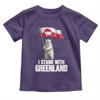 I Stand With Greenland Toddler T Shirt Cute Polar Bear Holding Flag Political Support