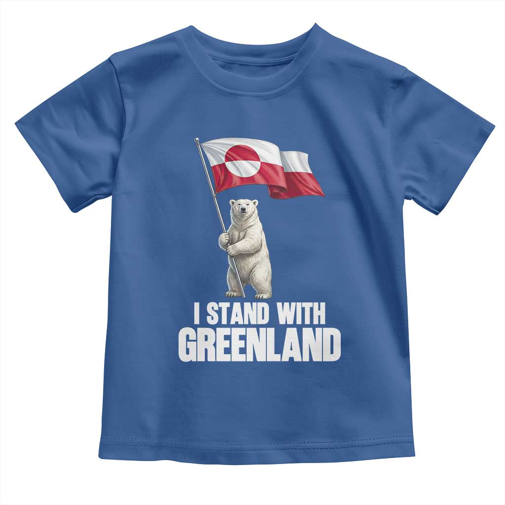 I Stand With Greenland Toddler T Shirt Cute Polar Bear Holding Flag Political Support
