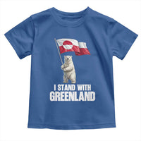 I Stand With Greenland Toddler T Shirt Cute Polar Bear Holding Flag Political Support
