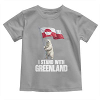 I Stand With Greenland Toddler T Shirt Cute Polar Bear Holding Flag Political Support