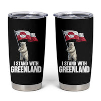 I Stand With Greenland Tumbler Cup Cute Polar Bear Holding Flag Political Support