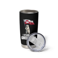 I Stand With Greenland Tumbler Cup Cute Polar Bear Holding Flag Political Support