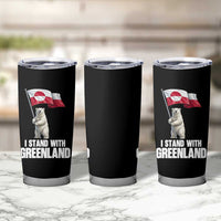 I Stand With Greenland Tumbler Cup Cute Polar Bear Holding Flag Political Support
