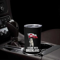 I Stand With Greenland Tumbler Cup Cute Polar Bear Holding Flag Political Support