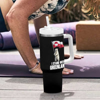 I Stand With Greenland Tumbler With Handle Cute Polar Bear Holding Flag Political Support