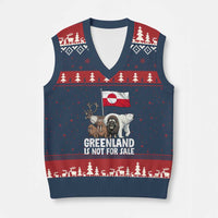 Greenland Is Not For Sale V-Neck Knit Sweater Vest Arctic Animal Resist Protest Greenland Flag