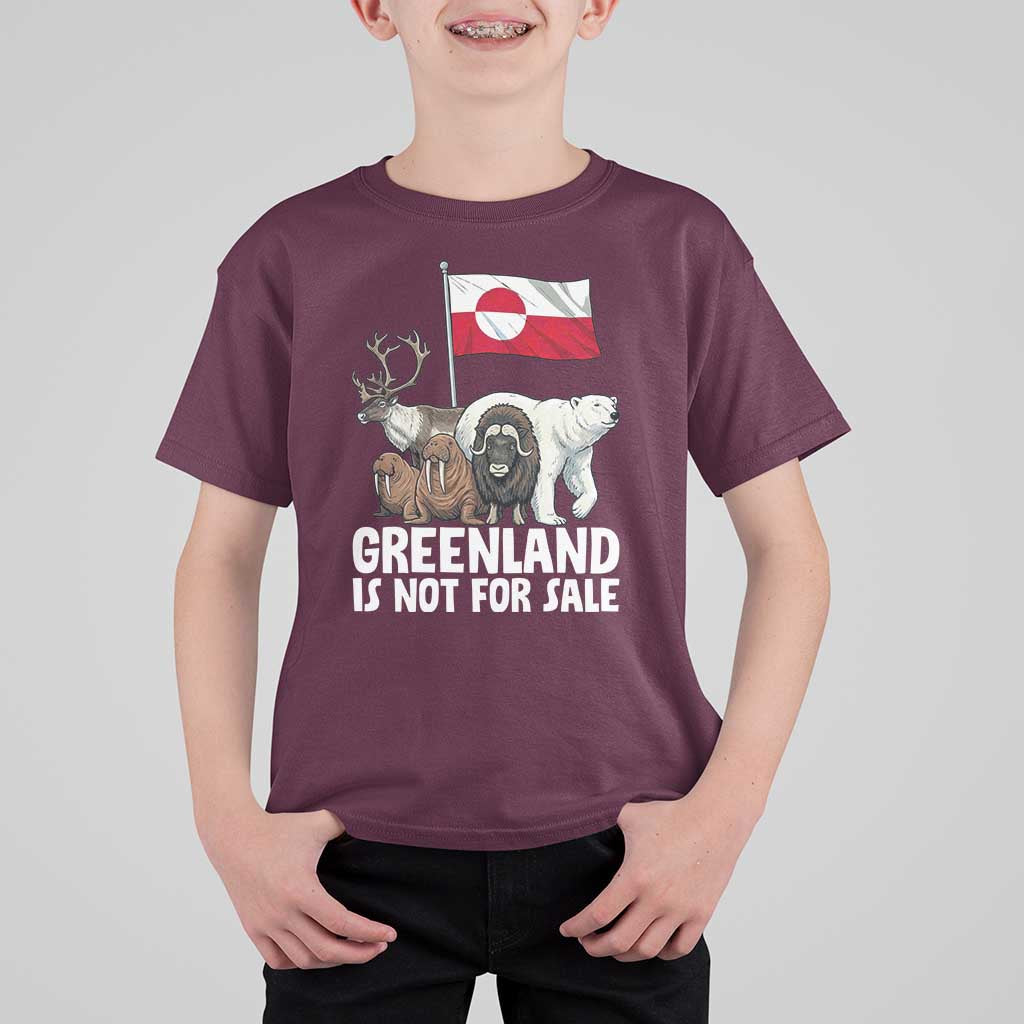 Greenland Is Not For Sale T Shirt For Kid Arctic Animal Resist Protest Greenland Flag