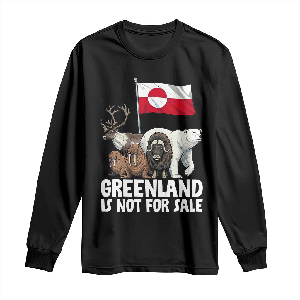 Greenland Is Not For Sale Long Sleeve Shirt Arctic Animal Resist Protest Greenland Flag