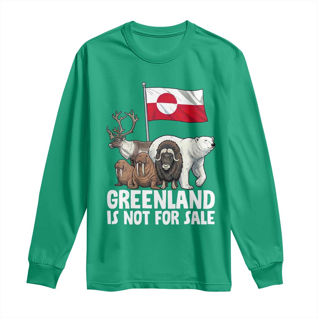 Greenland Is Not For Sale Long Sleeve Shirt Arctic Animal Resist Protest Greenland Flag