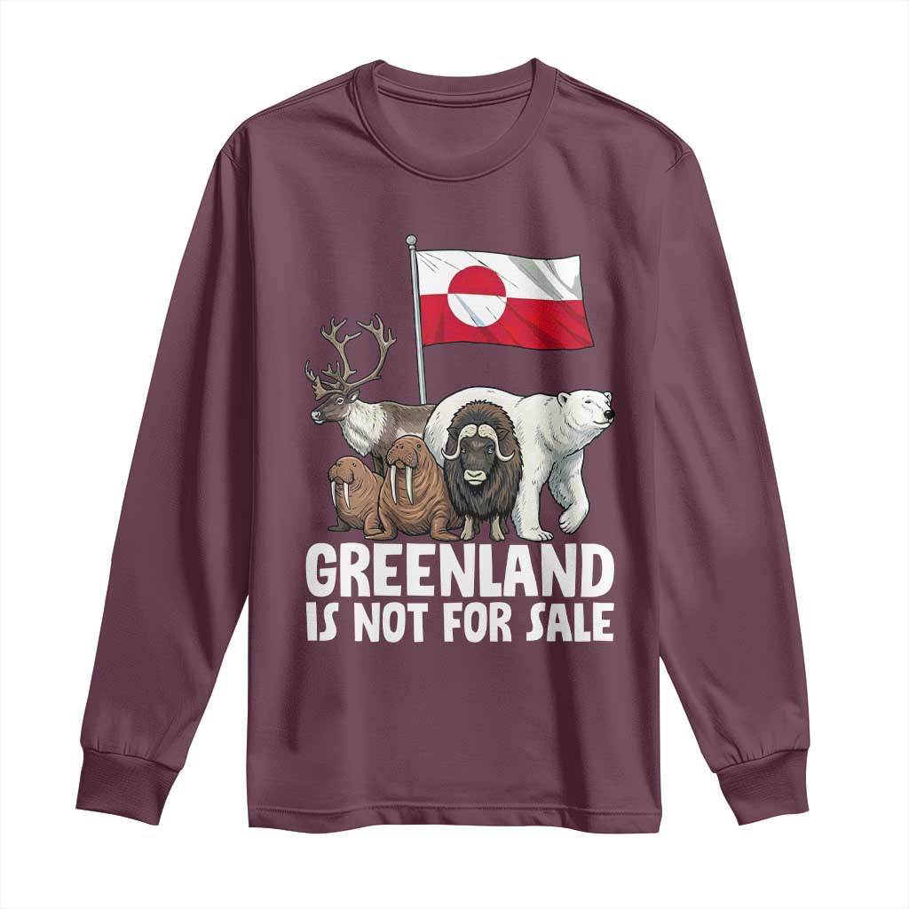 Greenland Is Not For Sale Long Sleeve Shirt Arctic Animal Resist Protest Greenland Flag