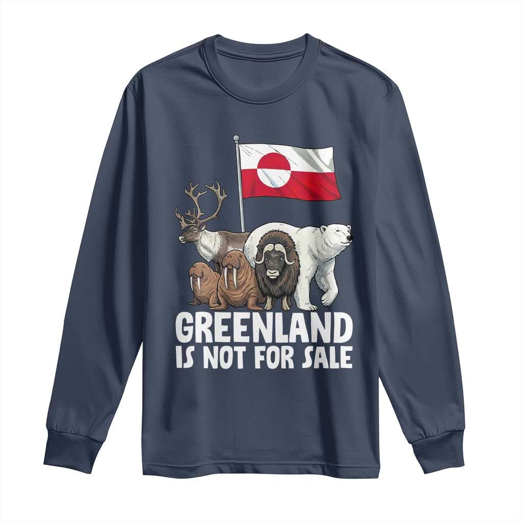 Greenland Is Not For Sale Long Sleeve Shirt Arctic Animal Resist Protest Greenland Flag