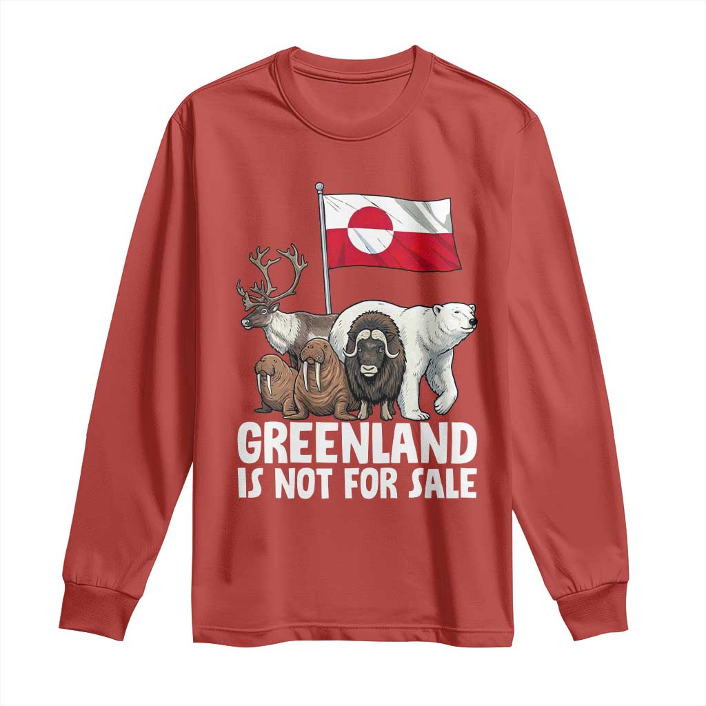 Greenland Is Not For Sale Long Sleeve Shirt Arctic Animal Resist Protest Greenland Flag