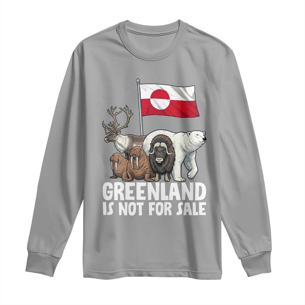 Greenland Is Not For Sale Long Sleeve Shirt Arctic Animal Resist Protest Greenland Flag