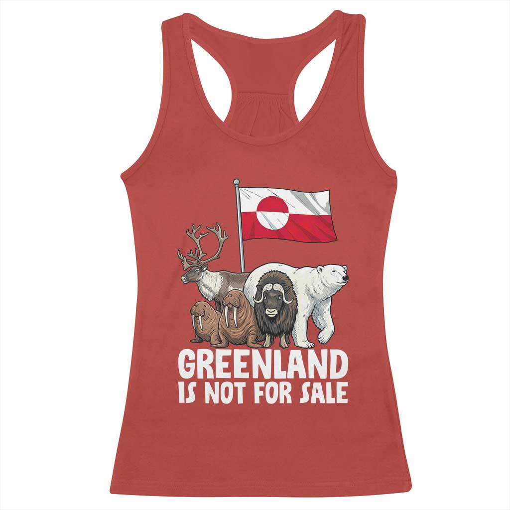 Greenland Is Not For Sale Racerback Tank Top Arctic Animal Resist Protest Greenland Flag