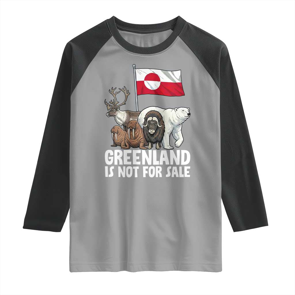 Greenland Is Not For Sale Raglan Shirt Arctic Animal Resist Protest Greenland Flag