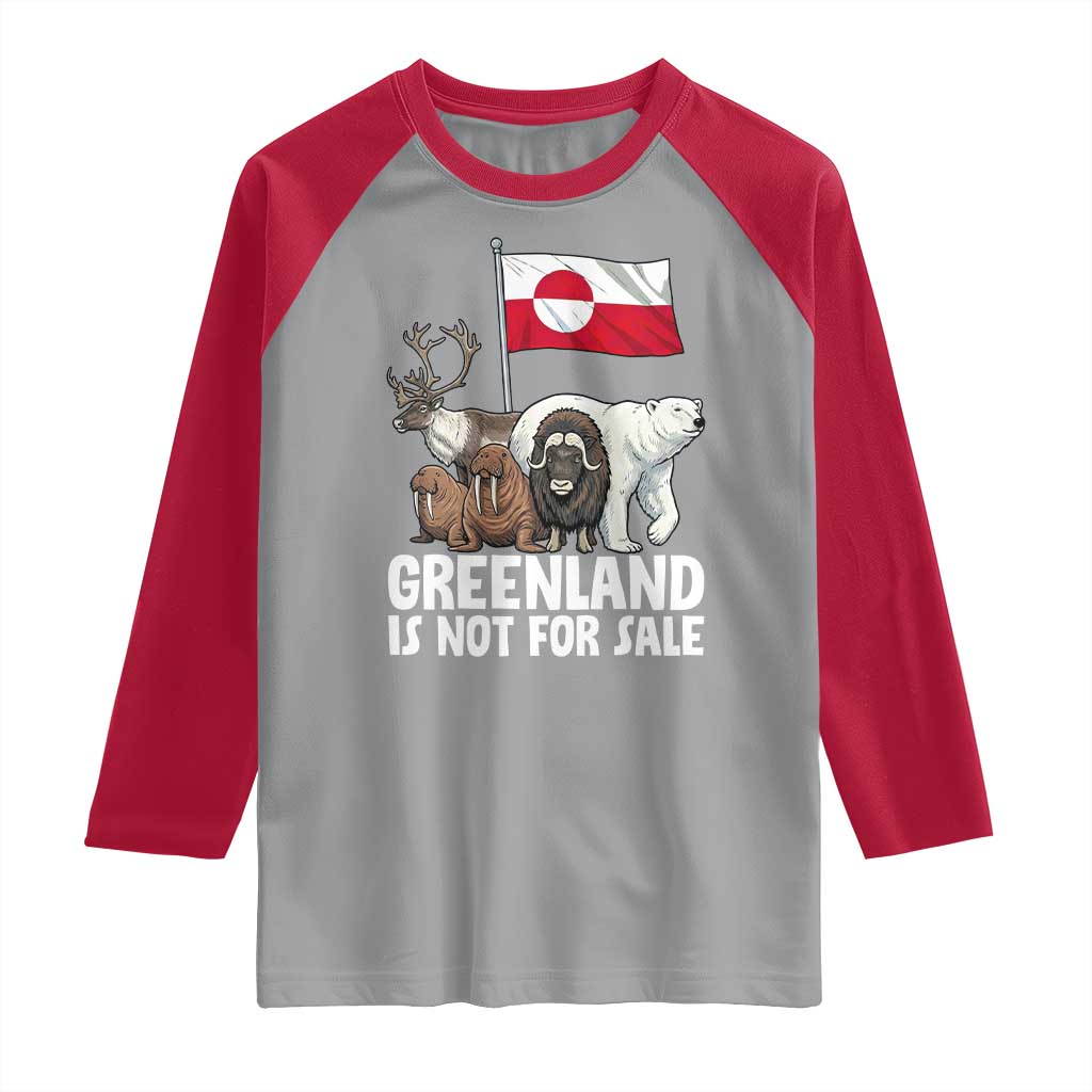 Greenland Is Not For Sale Raglan Shirt Arctic Animal Resist Protest Greenland Flag