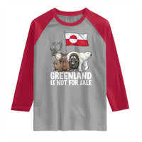 Greenland Is Not For Sale Raglan Shirt Arctic Animal Resist Protest Greenland Flag