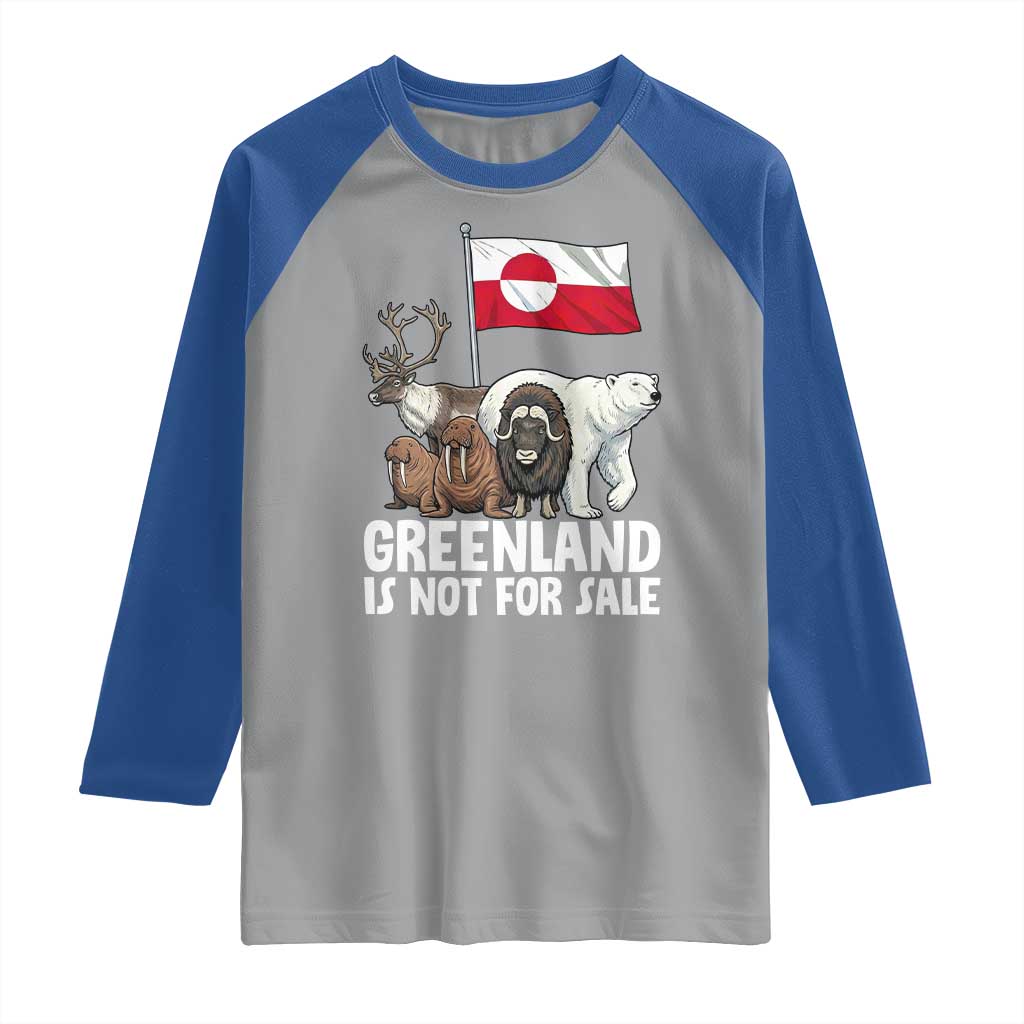 Greenland Is Not For Sale Raglan Shirt Arctic Animal Resist Protest Greenland Flag