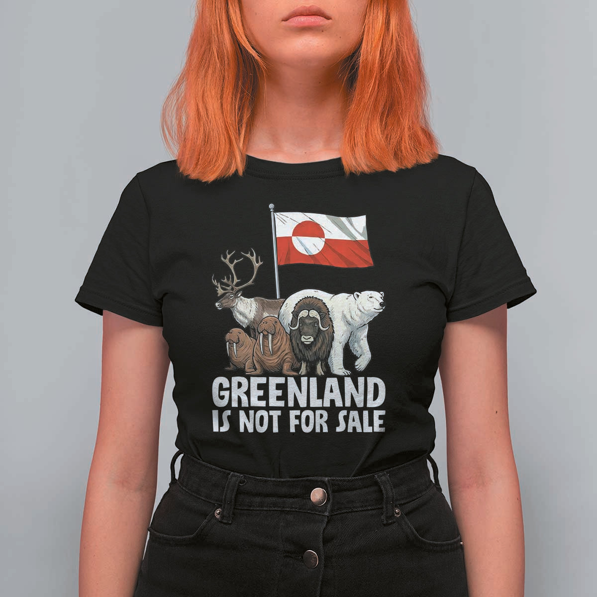 Greenland Is Not For Sale T Shirt For Women Arctic Animal Resist Protest Greenland Flag
