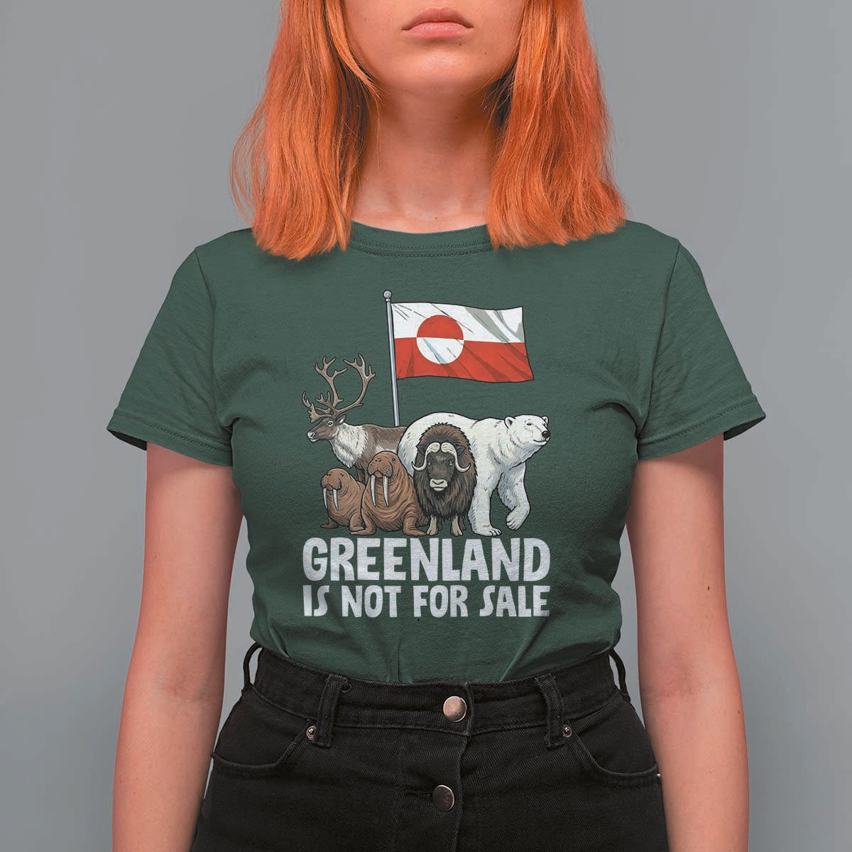 Greenland Is Not For Sale T Shirt For Women Arctic Animal Resist Protest Greenland Flag
