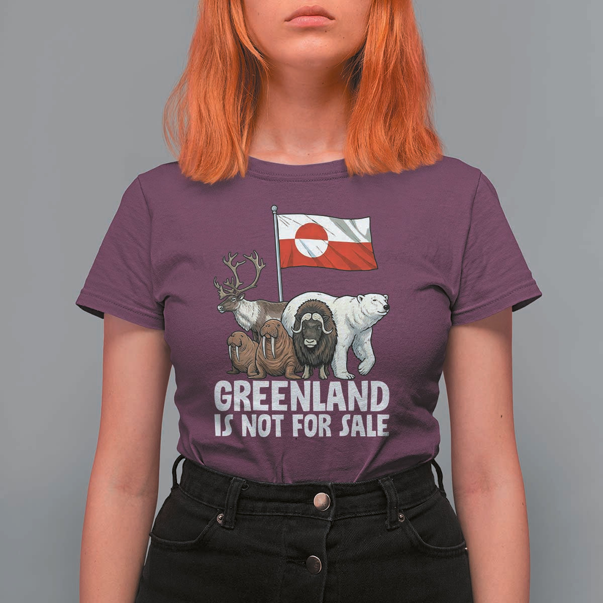 Greenland Is Not For Sale T Shirt For Women Arctic Animal Resist Protest Greenland Flag