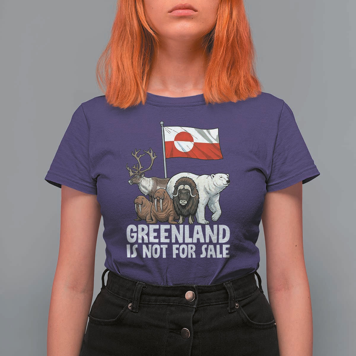 Greenland Is Not For Sale T Shirt For Women Arctic Animal Resist Protest Greenland Flag