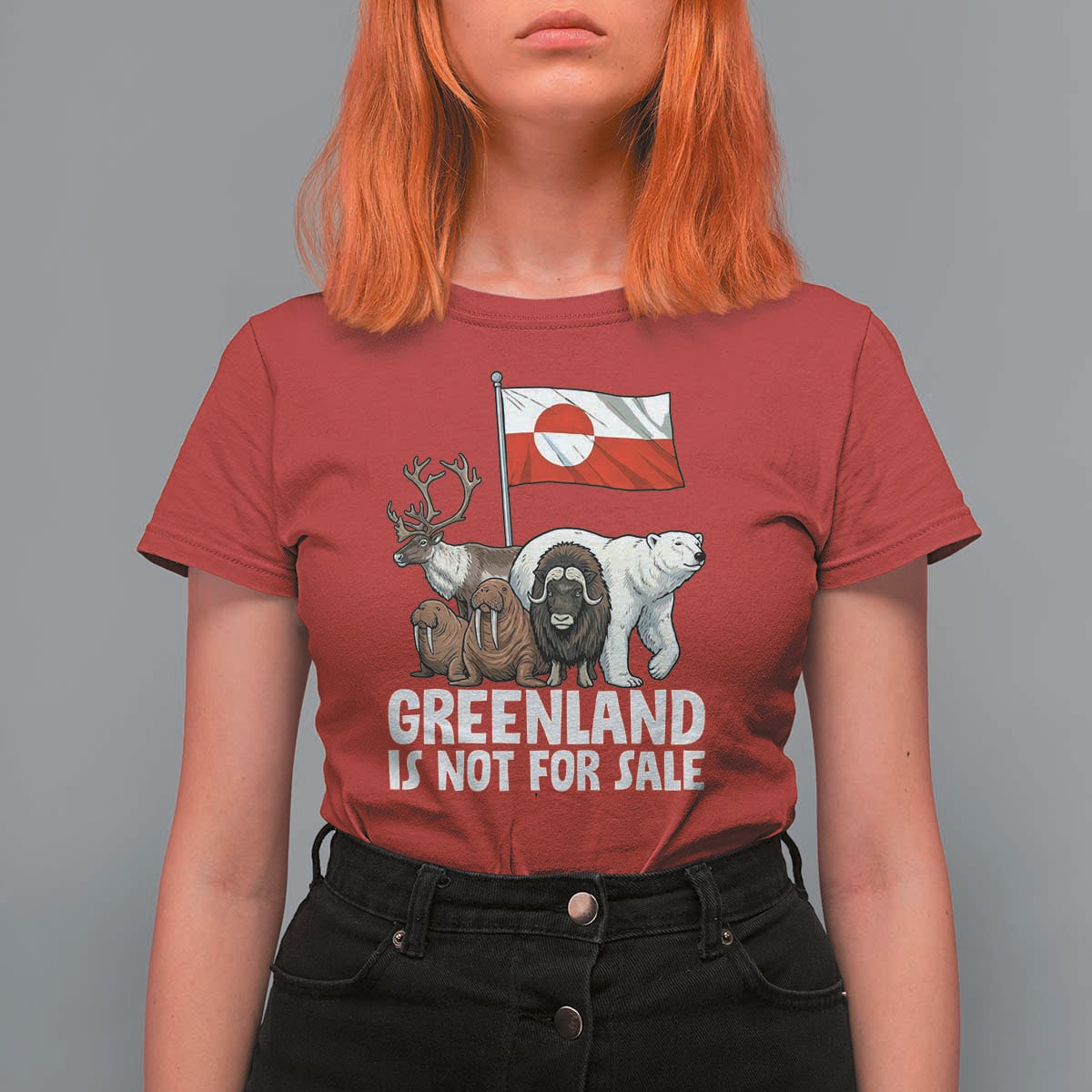 Greenland Is Not For Sale T Shirt For Women Arctic Animal Resist Protest Greenland Flag