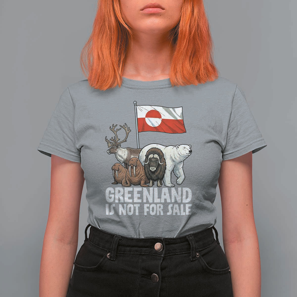 Greenland Is Not For Sale T Shirt For Women Arctic Animal Resist Protest Greenland Flag