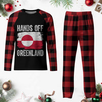 Hands Off Greenland Plaid Pajama Set Distressed Flag Resist Political Protest