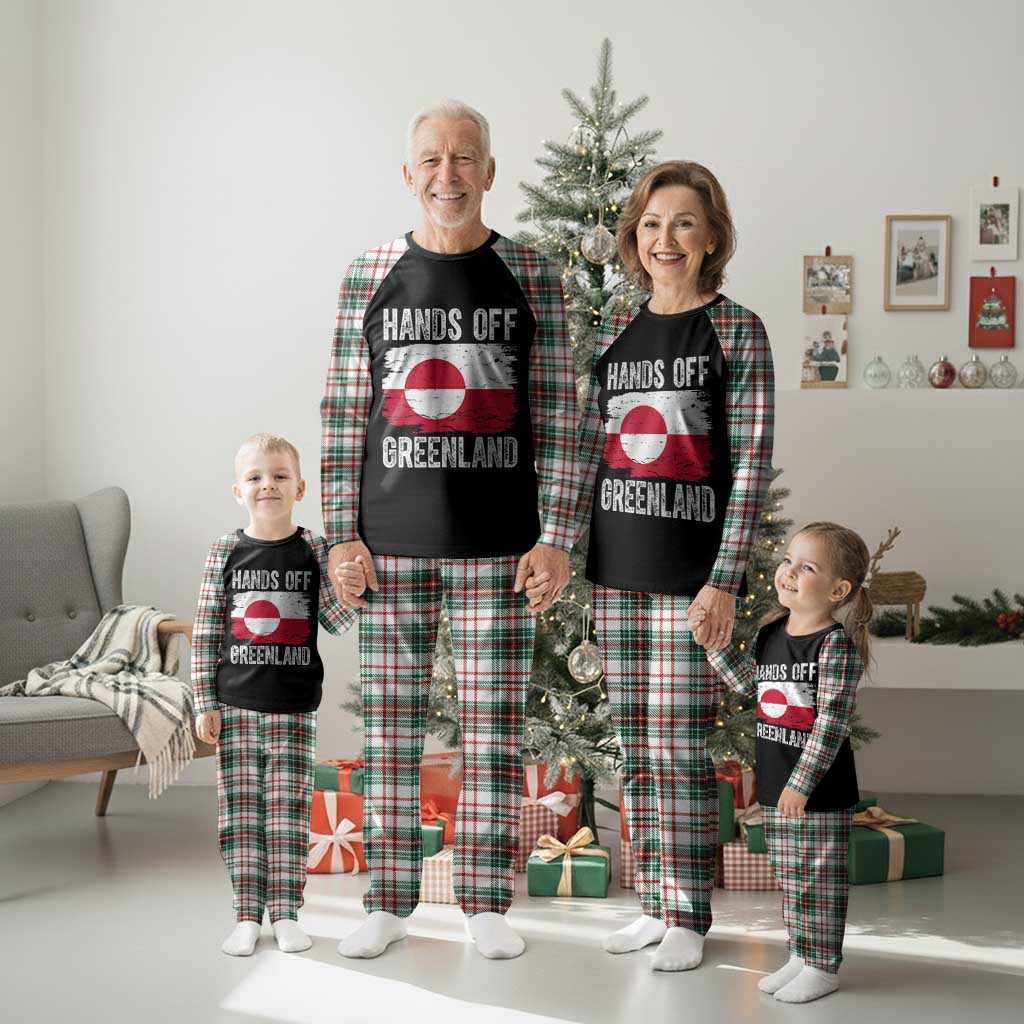 Hands Off Greenland Plaid Pajama Set Distressed Flag Resist Political Protest