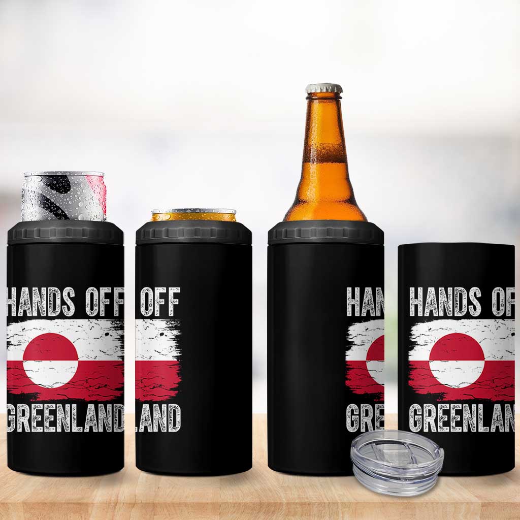 Hands Off Greenland 4 in 1 Can Cooler Tumbler Distressed Flag Resist Political Protest
