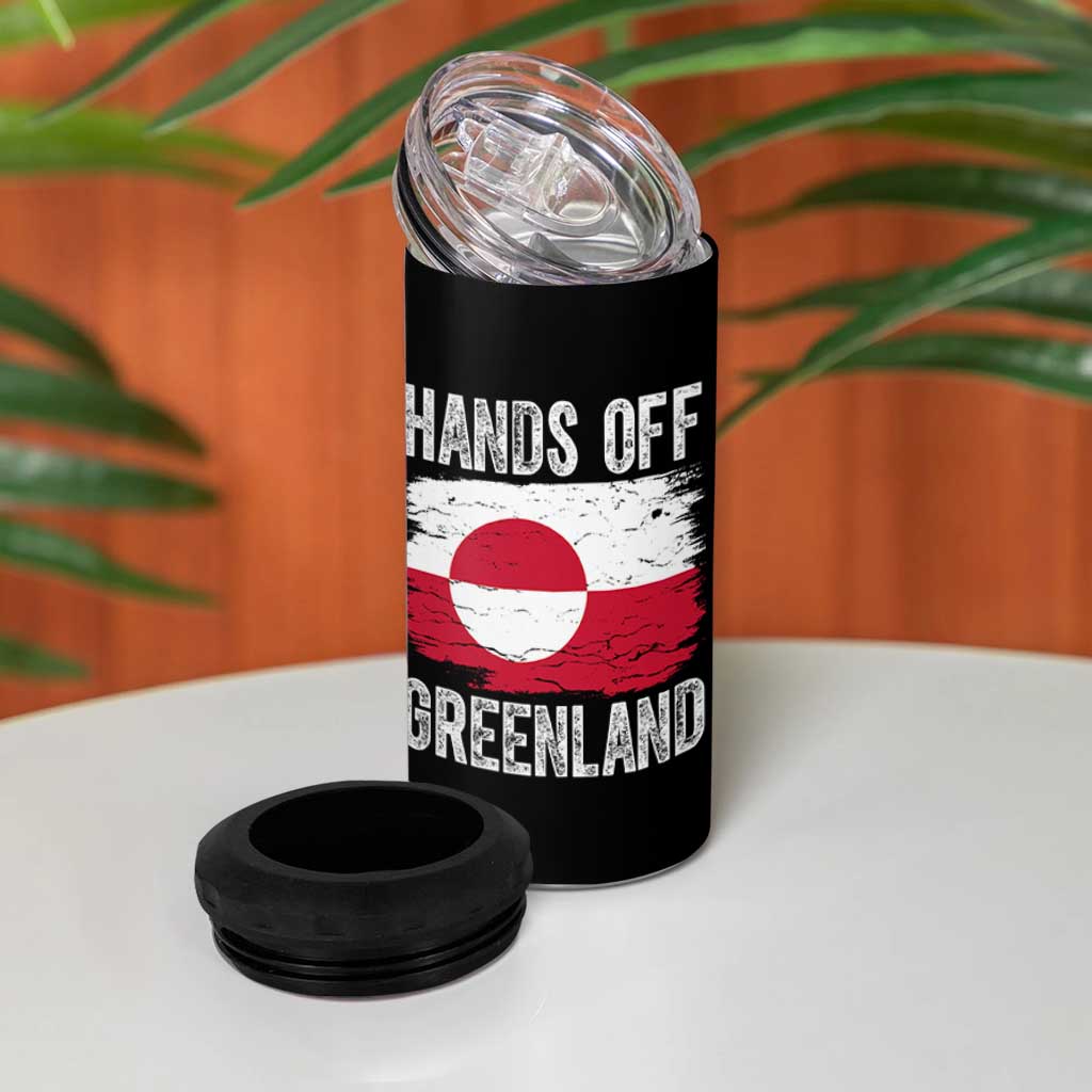 Hands Off Greenland 4 in 1 Can Cooler Tumbler Distressed Flag Resist Political Protest