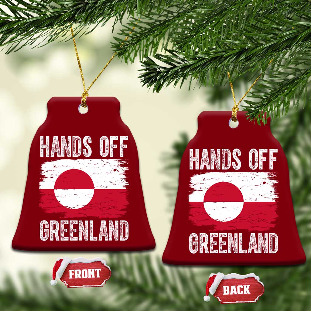 Hands Off Greenland Ceramic Ornament Distressed Flag Resist Political Protest