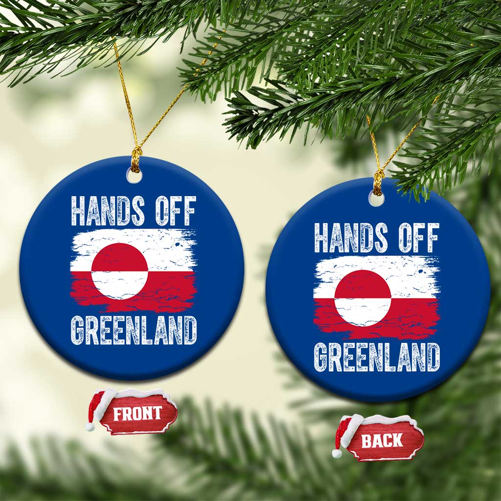 Hands Off Greenland Ceramic Ornament Distressed Flag Resist Political Protest