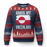 Hands Off Greenland Ugly Christmas Sweater Distressed Flag Resist Political Protest