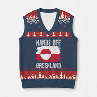 Hands Off Greenland V-Neck Knit Sweater Vest Distressed Flag Resist Political Protest