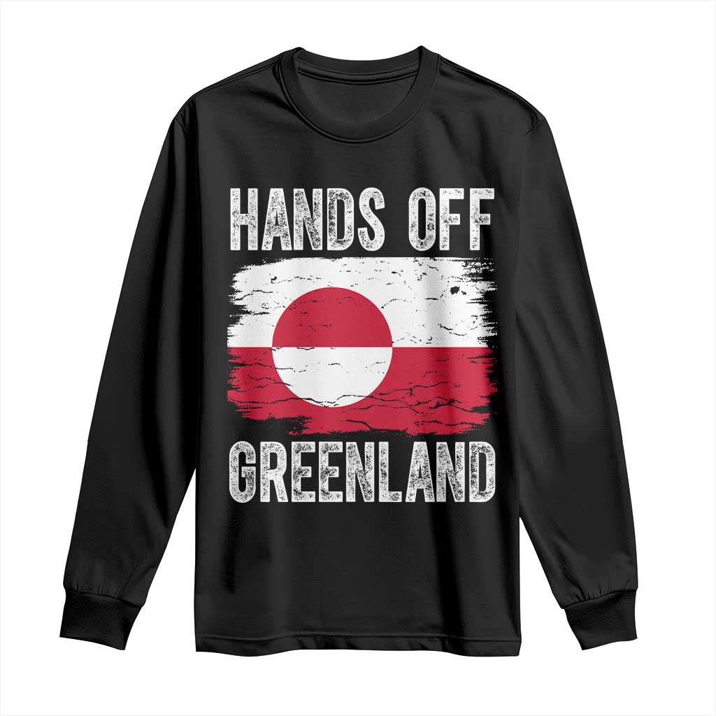 Hands Off Greenland Long Sleeve Shirt Distressed Flag Resist Political Protest