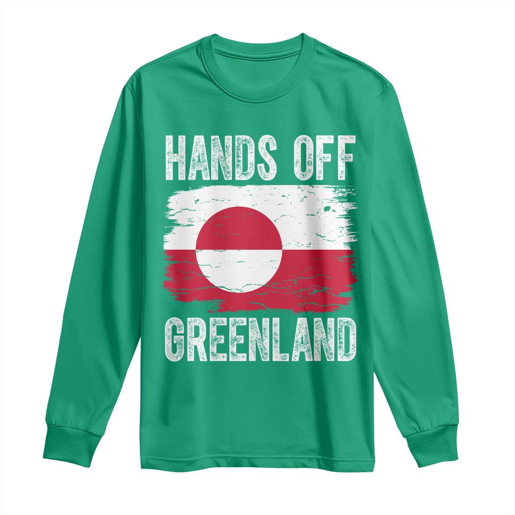 Hands Off Greenland Long Sleeve Shirt Distressed Flag Resist Political Protest